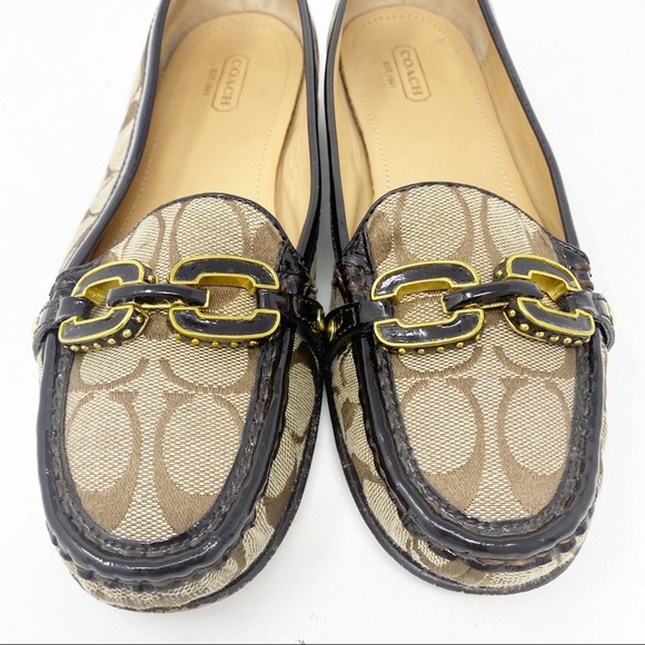 Coach Loafers CC Logo Monogram Jacquard Tan 9.5 - Picture 12 of 15